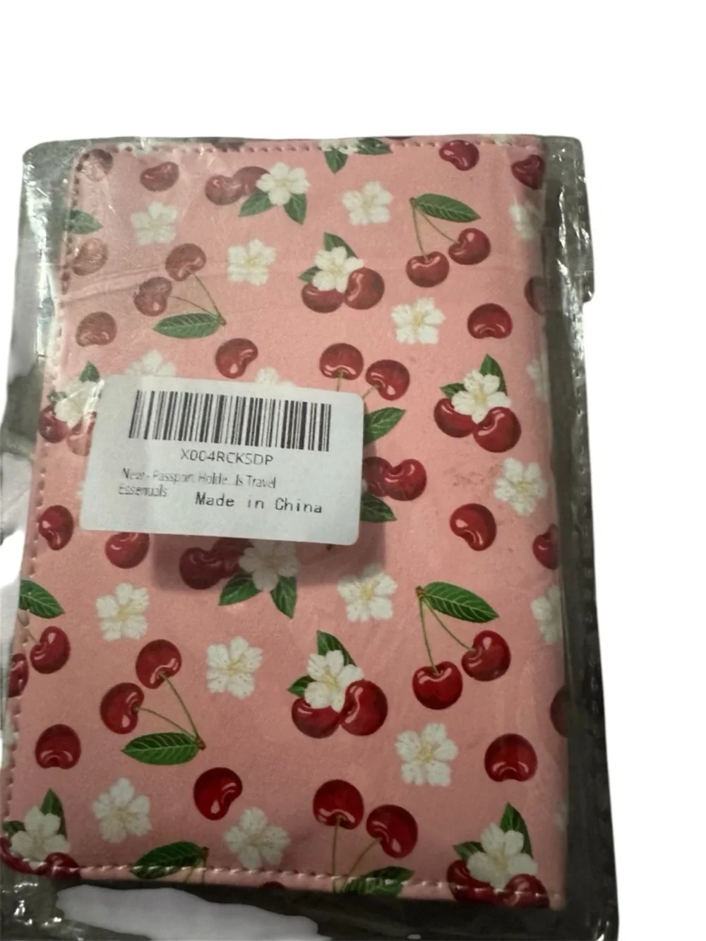 Passport holder Cherry Print Pink